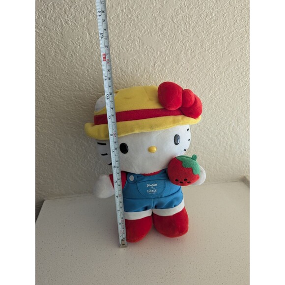 Hello Kitty Sanrio x Tanaka Farms Strawberry Farmer, 2017 Standing Plush, 10" - Picture 5 of 12